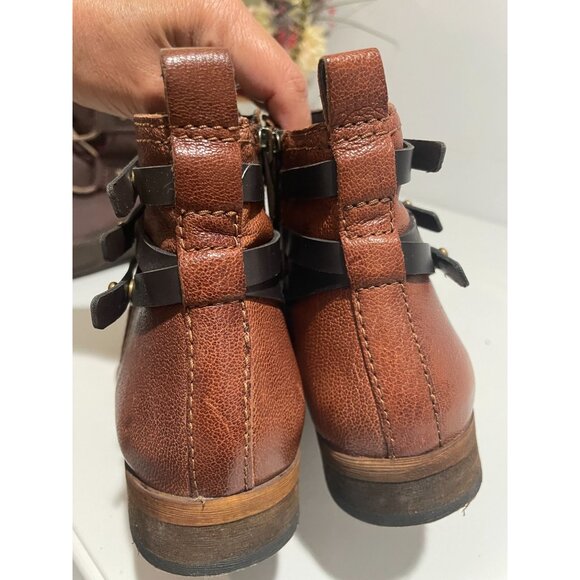 Franco Sarto Womens Brown Ankle Boots With Black Strap & Gold Zipper Size 6M - Picture 7 of 16